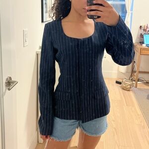 H&M Navy Pinstripe Blazer